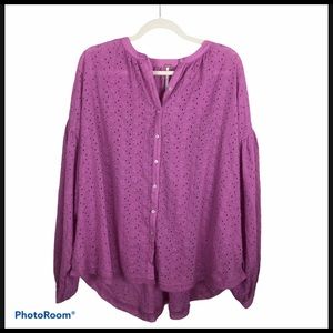 FREE PEOPLE Orchid Eyelet Blouse